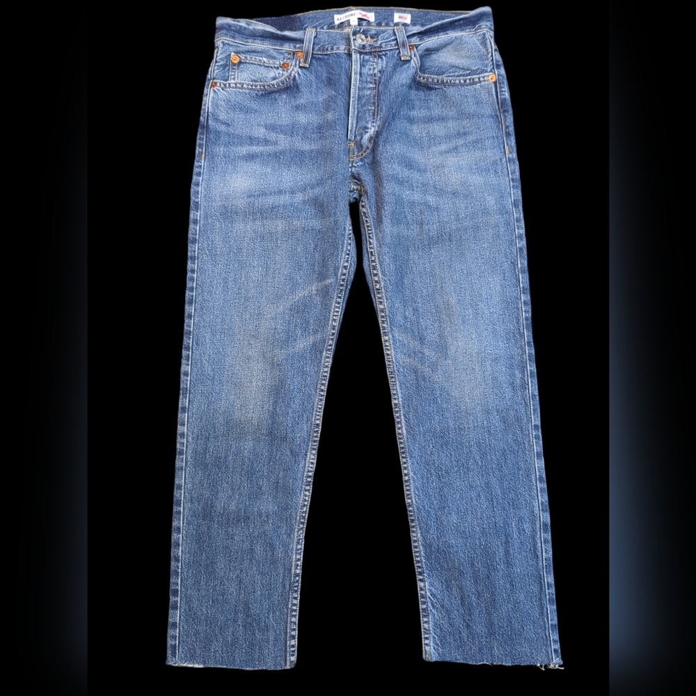 RE/DONE Levi's 90s Mid Rise Relaxed Raw Hem Med Vein Sz 26